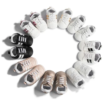 Обувки За Бебета Момчета И Момичета, Класически Спортни Обувки С Мека Подметка, От Изкуствена Кожа, Цветни Мокасини За Новородено, Ежедневни Обувки, Обувки