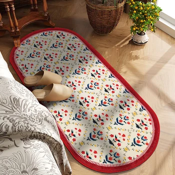 Овална цветен килим, ретро постелки за спални, креативен цветен килим за хол, Нескользящий нощни мат, Мека подложка килим