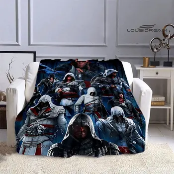 Одеяло с анимационни принтом Assassin ' s одеало за пикник, коварен фланелевое одеяло, меко и удобно домашно одеяло за пътуване, подарък за рожден ден