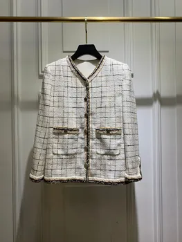 Палто с кант от златни нишки, дизайн с двоен джоб, мода 2023, есенна новост, лидер на продажбите 0310