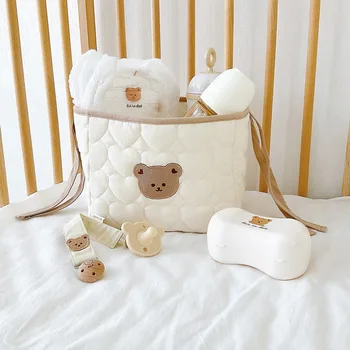 Подвесная чанта за детска количка, многофункционален държач за памперси, мокри чанта, сладък cartoony мечка, памперси за майки, множество чанта
