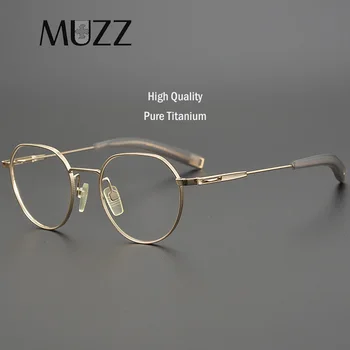 Рамки за очила от 100% чист титан, Мъжки Нова Кръгли рамки за очила по рецепта на оптична късогледство, напълно реколта японски очила за ръчна работа