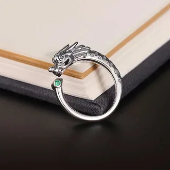 Реколта регулируем пръстен с дракон за мъже, ретро-готик пръстен с домашен любимец, който отваря пръст, пънк, хип-хоп, вечерни модни бижута и аксесоари