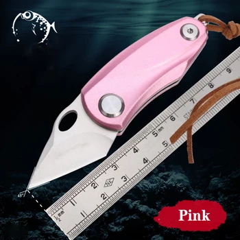 Сладко Розово Сгъваем нож с острие във формата на неръждаема стомана, джобен нож за оцеляване на открито, на къмпинг, за самозащита, за момичета, ръчни инструменти EDC