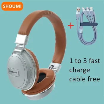 Слушалки Shoumi Bluetooth, безжични слушалки с кабел за зареждане на Светкавица TYPE-C, слушалки, стерео слушалки, втулки с големи уши, подарък