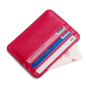 Ултратънък държач за банкови кредитни карти от естествена кожа, кухненски чантата си, органайзер за монети, чанта за жени, мъже, преносим калъф за визитни картички