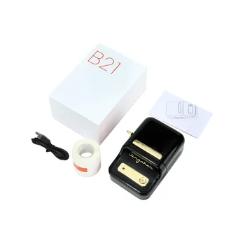 Устройство за направата на стикери с баркод B21, безжичен термопринтер за офис, търговска джобен мини принтер с Bluetooth, с етикет, черен