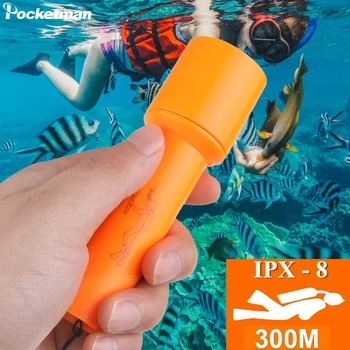 Фенерче за гмуркане с високо люменом, акумулаторна батерия подводен водоустойчив led фенерче, потопяеми защитни светлини
