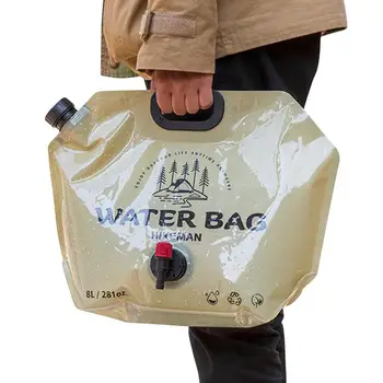 Чанта за вода за къмпинг обем 8 литра, Джобно Складное кофа за вода, Голям Контейнер за вода, сгъваем калъф за пътуване на открито, Отварачки, за да проверите за къмпинг