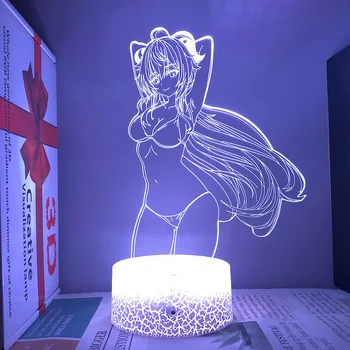 Шок фигурка Genshin Ganyu 3d led нощна светлина за спални, адаптивни герои, секси Момиче, акрилна лампа, украса прикроватного маса